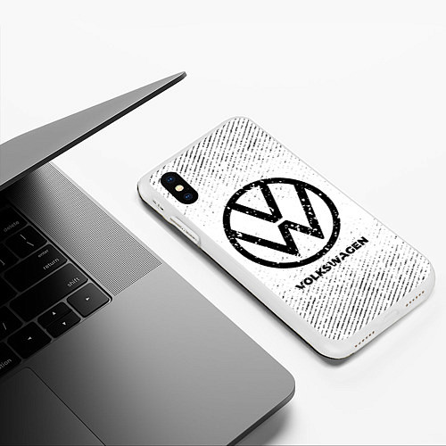 Чехол iPhone XS Max матовый Volkswagen с потертостями на светлом фоне / 3D-Белый – фото 3