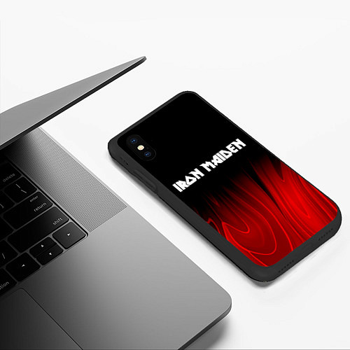 Чехол iPhone XS Max матовый Iron Maiden red plasma / 3D-Черный – фото 3
