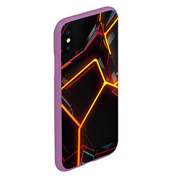Чехол iPhone XS Max матовый Неон на черном фоне, цвет: 3D-фиолетовый — фото 2
