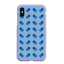 Чехол iPhone XS Max матовый Синяя консоль тетрис, цвет: 3D-светло-сиреневый