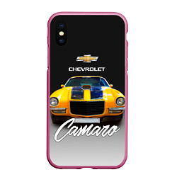 Чехол iPhone XS Max матовый Американский спорткар Camaro 1970 года, цвет: 3D-малиновый