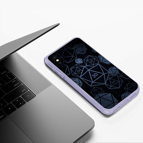 Чехол iPhone XS Max матовый Подземелья и драконы д20 / 3D-Светло-сиреневый – фото 3