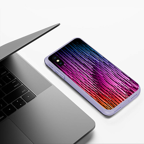 Чехол iPhone XS Max матовый Радужные узор полосы / 3D-Светло-сиреневый – фото 3