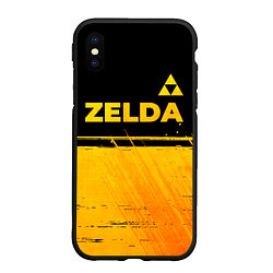 Чехол iPhone XS Max матовый Zelda - gold gradient: символ сверху