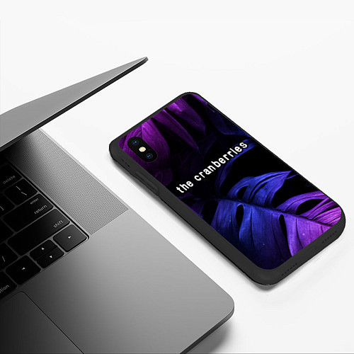 Чехол iPhone XS Max матовый The Cranberries neon monstera / 3D-Черный – фото 3