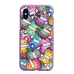 Чехол iPhone XS Max матовый Перенаселение котиков, цвет: 3D-фиолетовый