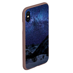 Чехол iPhone XS Max матовый Снежные горы и космос, цвет: 3D-коричневый — фото 2