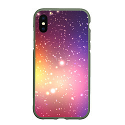 Чехол iPhone XS Max матовый Желто фиолетовое свечение и звезды, цвет: 3D-темно-зеленый