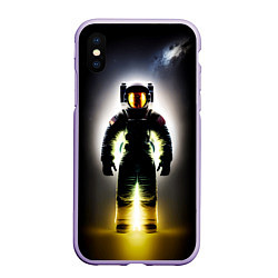 Чехол iPhone XS Max матовый Неоновый космонавт - нейросеть, цвет: 3D-светло-сиреневый