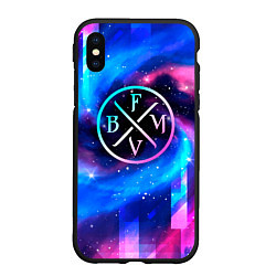 Чехол iPhone XS Max матовый Bullet For My Valentine неоновый космос, цвет: 3D-черный