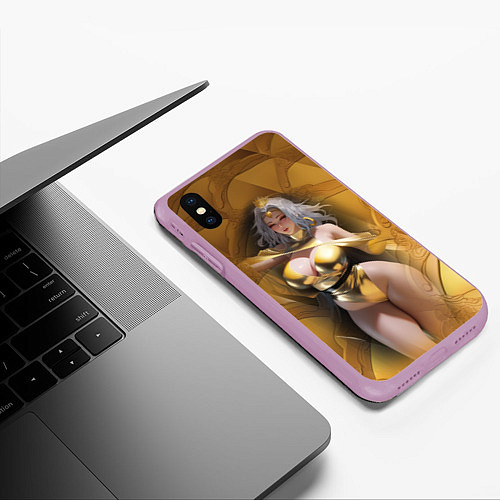 Чехол iPhone XS Max матовый Fantasy gold girl / 3D-Сиреневый – фото 3