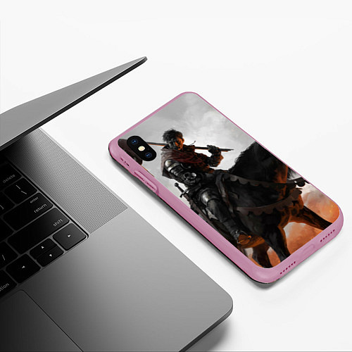 Чехол iPhone XS Max матовый Индржик на коне / 3D-Розовый – фото 3