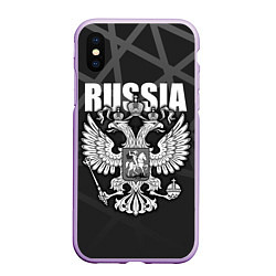 Чехол iPhone XS Max матовый Russia - герб РФ, цвет: 3D-сиреневый