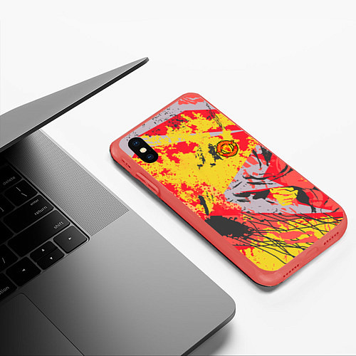 Чехол iPhone XS Max матовый ФК Манчестер Юнайтед команда / 3D-Красный – фото 3