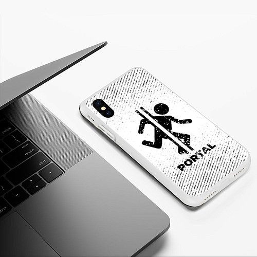 Чехол iPhone XS Max матовый Portal с потертостями на светлом фоне / 3D-Белый – фото 3