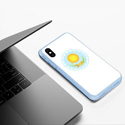 Чехол iPhone XS Max матовый Солнце и цветы, цвет: 3D-голубой — фото 2