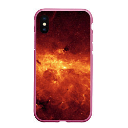 Чехол iPhone XS Max матовый Огненная галактика, цвет: 3D-малиновый