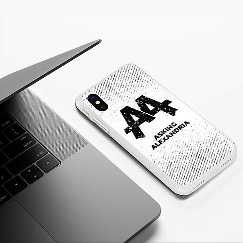 Чехол iPhone XS Max матовый Asking Alexandria с потертостями на светлом фоне / 3D-Белый – фото 3