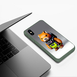 Чехол iPhone XS Max матовый Кроха-капибара - киберпанк - нейросеть, цвет: 3D-темно-зеленый — фото 2
