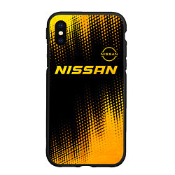 Чехол iPhone XS Max матовый Nissan - gold gradient: символ сверху, цвет: 3D-черный