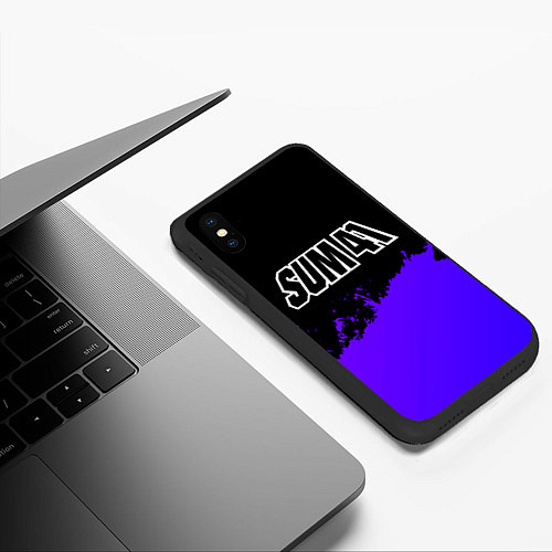 Чехол iPhone XS Max матовый Sum41 purple grunge / 3D-Черный – фото 3