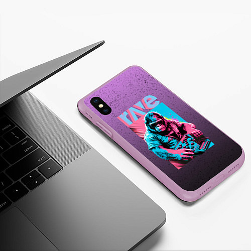 Чехол iPhone XS Max матовый DJ Gorilla / 3D-Сиреневый – фото 3