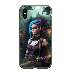 Чехол iPhone XS Max матовый Fantasy Jinx Art Arcane League of Legends, цвет: 3D-темно-зеленый