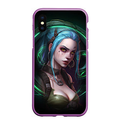 Чехол iPhone XS Max матовый Jinx art Arcane League of Legends, цвет: 3D-фиолетовый