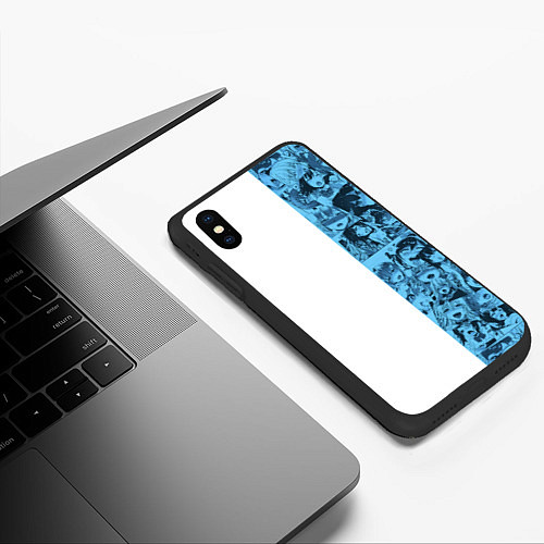 Чехол iPhone XS Max матовый Ахегао на белом фоне / 3D-Черный – фото 3