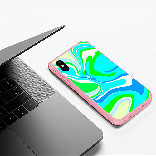 Чехол iPhone XS Max матовый Абстракция сине-зеленая / 3D-Баблгам – фото 3