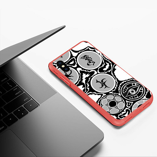 Чехол iPhone XS Max матовый Рисунок тушью / 3D-Красный – фото 3