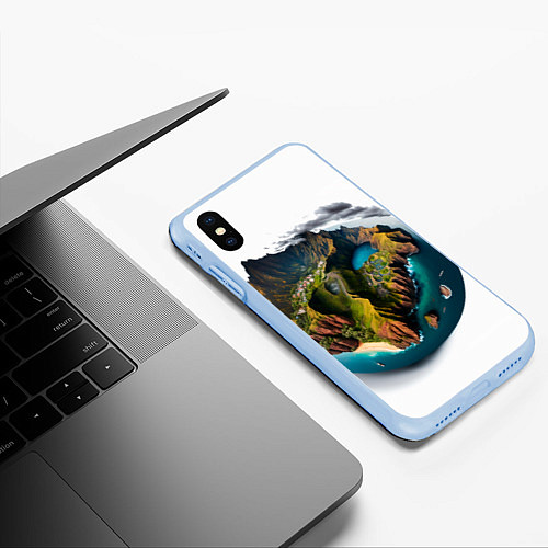Чехол iPhone XS Max матовый Планета с одним островом / 3D-Голубой – фото 3