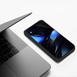 Чехол iPhone XS Max матовый Black blue elements, цвет: 3D-черный — фото 2