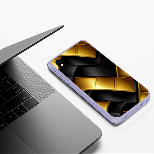 Чехол iPhone XS Max матовый Gold black luxury / 3D-Светло-сиреневый – фото 3