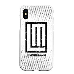 Чехол iPhone XS Max матовый Lindemann с потертостями на светлом фоне, цвет: 3D-белый