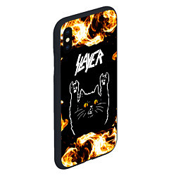 Чехол iPhone XS Max матовый Slayer рок кот и огонь, цвет: 3D-черный — фото 2