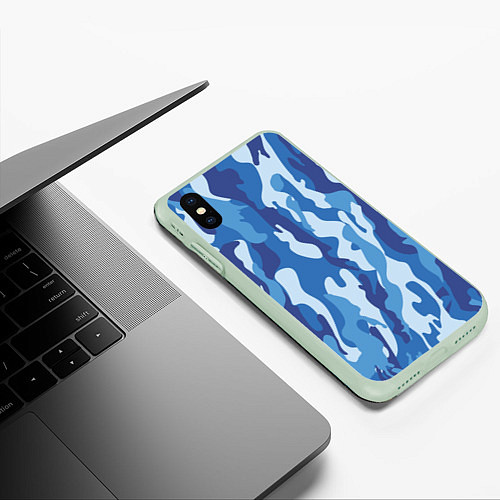 Чехол iPhone XS Max матовый Blue military / 3D-Салатовый – фото 3