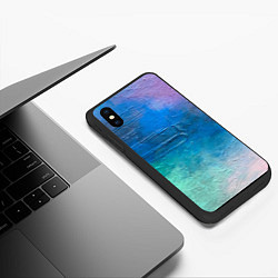 Чехол iPhone XS Max матовый Пудра и голубые краски, цвет: 3D-черный — фото 2