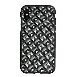 Чехол iPhone XS Max матовый Текстура металла, цвет: 3D-черный