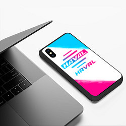 Чехол iPhone XS Max матовый Haval neon gradient style, цвет: 3D-черный — фото 2