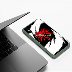 Чехол iPhone XS Max матовый Кибер школа волка - ведьмак, цвет: 3D-темно-зеленый — фото 2