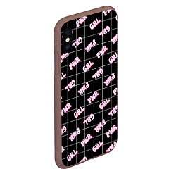 Чехол iPhone XS Max матовый Girl power - черный в клетку, цвет: 3D-коричневый — фото 2