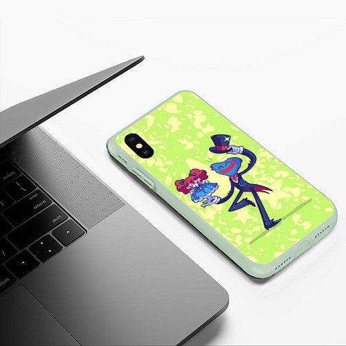 Чехол iPhone XS Max матовый Huggy Wuggy and Poppy Playtime / 3D-Салатовый – фото 3