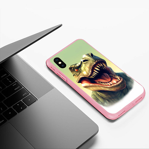 Чехол iPhone XS Max матовый Острые зубы тиранозавра Рекса / 3D-Баблгам – фото 3