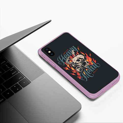 Чехол iPhone XS Max матовый Heavy metal music / 3D-Сиреневый – фото 3