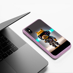 Чехол iPhone XS Max матовый Малютка-капибара - нейросеть - киберпанк, цвет: 3D-сиреневый — фото 2