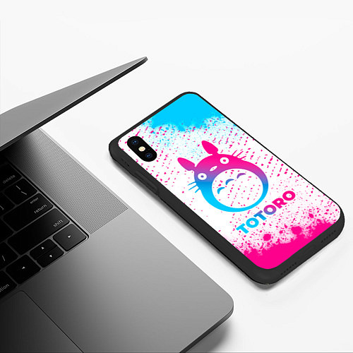 Чехол iPhone XS Max матовый Totoro neon gradient style / 3D-Черный – фото 3