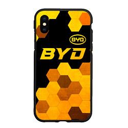 Чехол iPhone XS Max матовый BYD - gold gradient: символ сверху, цвет: 3D-черный