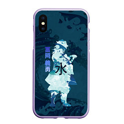 Чехол iPhone XS Max матовый Kimetsu no Yaiba Гию Томиока и волны, цвет: 3D-светло-сиреневый