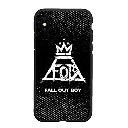 Чехол iPhone XS Max матовый Fall Out Boy с потертостями на темном фоне, цвет: 3D-черный